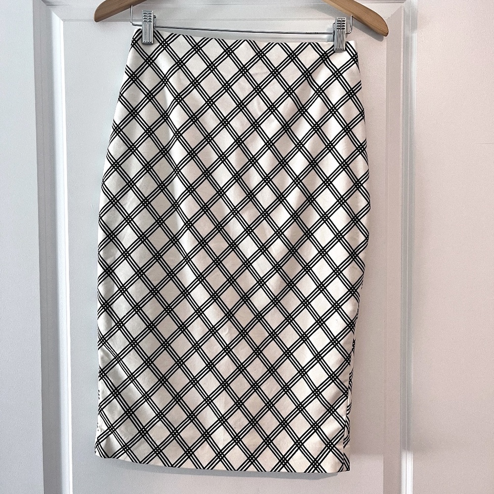 Express Black and White Checked Pencil Skirt, Sz 4